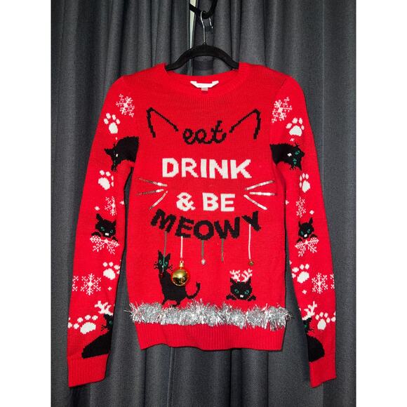 Ugly Christmas Sweater Xmas Size XS Cat - Picture 1 of 3
